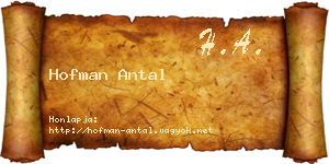 Hofman Antal névjegykártya